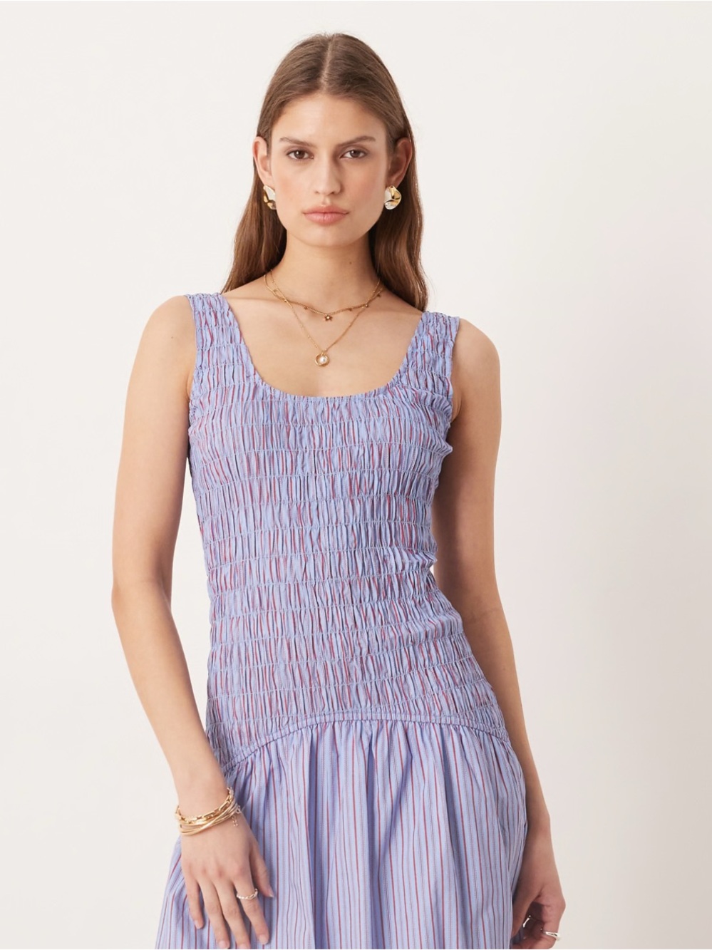 ASOS Shirred Dropped Waist Maxi Dress